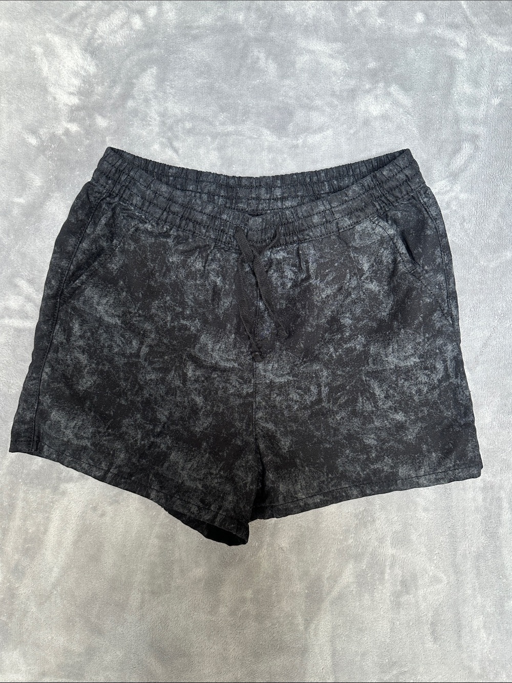 Men’s Black Mineral-Wash Athletic Shorts with Drawstring